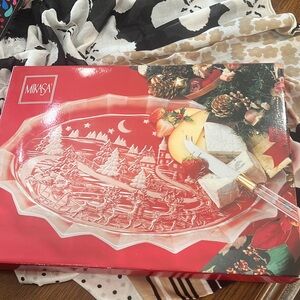 Mikasa Christmas glass platter